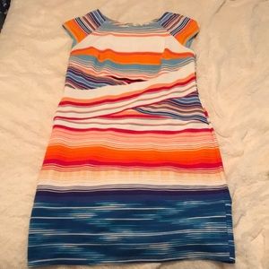New York & Co Sunset Colors Banded Sheath Dress